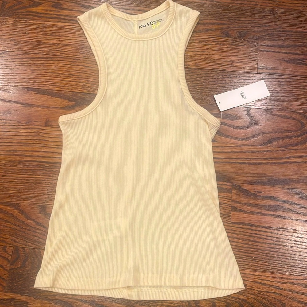NWT Urban Outfitters KO+O sz S small soft butter yellow ribbed tank top